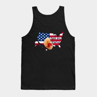 Pro-life US cute embryo hugging heart USA American flag Tank Top